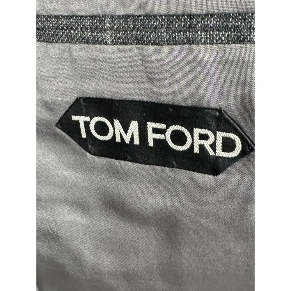 Tom Ford Linen Windowpane Charcoal Blazer Sportcoat 50R 40R US Italy Wool Silk